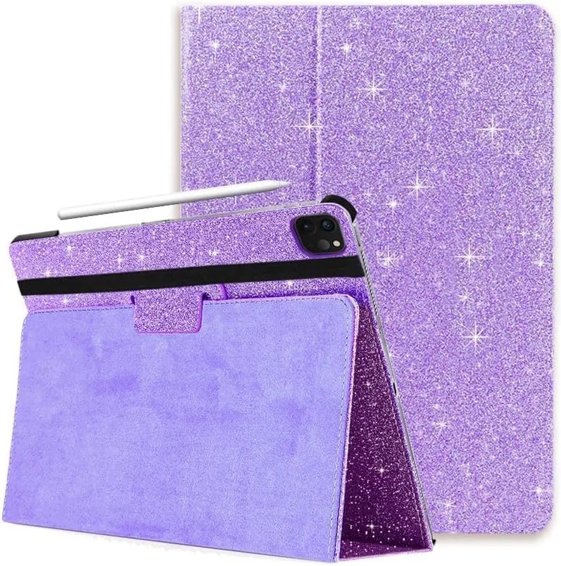 FANSONG Case for iPad Pro 12.9 Case 4th Generation 2020 Cases Glitter Leather with Pen Slot Stand Auto Sleep/Wake up Sparkle Smart Cover Apple iPad Pro 12.9-inch 2018 3rd Gen for Girls Women Kids