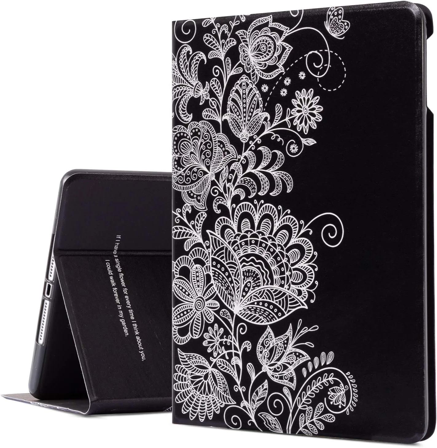 کاور آیپد ایر 2، کاور آیپد ایر، کاور محافظ طرح Paisley مشکی مناسب آیپد 9.7 اینچی برای نسل 6/5 اپل، کاور با قابلیت تنظیم زاویه دید چندگانه و استند قابل تنظیم با عملکرد بیدار/خواب خودکار (Paisley)