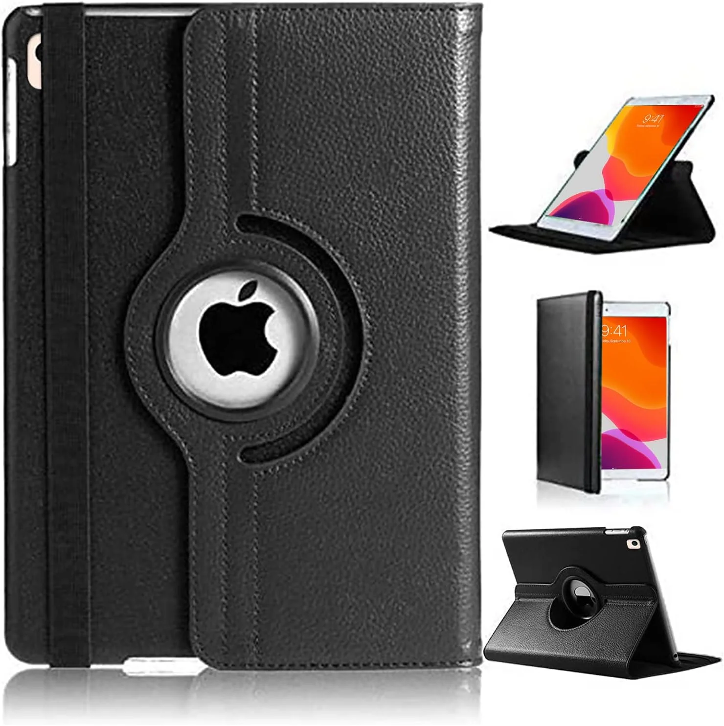 AWH Smart Cover Case for iPad 10.2”, 360 Degree Rotating Stand Cover, [Auto Sleep/Wake], Folio Leather Smart Cover Case for iPad 7th/8th Generation 2019-2020,Slim Lightweight Stand Cover, Royal Black.