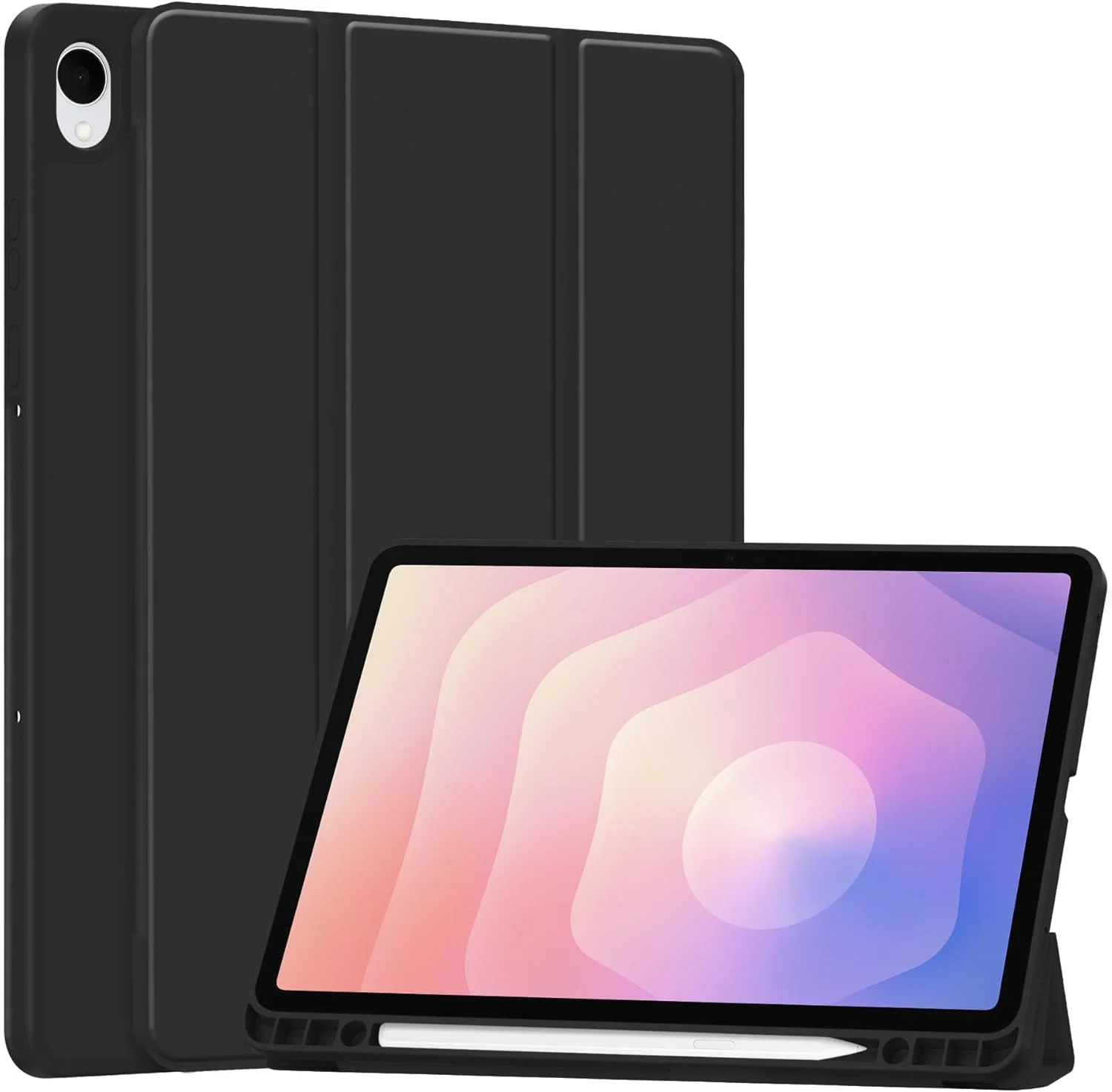 کاور Gruattreay برای تبلت سامسونگ گلکسی تب S11 11 اینچی (2025) مدل SM-X730/X736B با قابلیت بیدار شدن/خواب خودکار، سه تایی چرمی با روکش پشتی TPU نرم با بافت لانه زنبوری و جای قلم (مشکی)