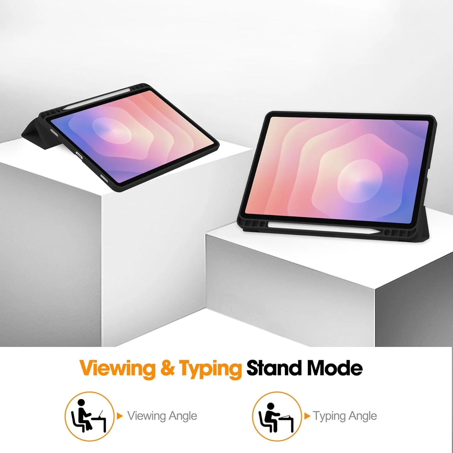 کاور Gruattreay برای تبلت سامسونگ گلکسی تب S11 11 اینچی (2025) مدل SM-X730/X736B با قابلیت بیدار شدن/خواب خودکار، سه تایی چرمی با روکش پشتی TPU نرم با بافت لانه زنبوری و جای قلم (مشکی)