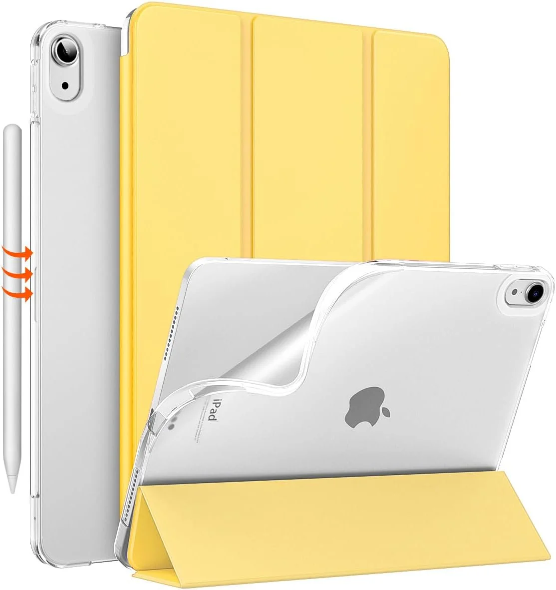 کاور آیپد ایر نسل ششم 11 اینچ (M2) 2024 MoKo، کاور آیپد ایر نسل پنجم/چهارم 10.9 اینچ 2022/2020، کاور TPU نرم برای آیپد ایر نسل 6/5/4، کاور باریک آیپد ایر، زرد روشن