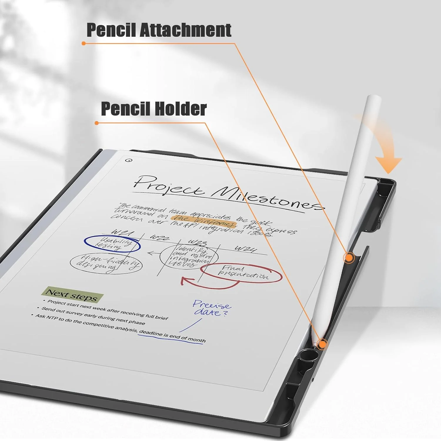 کیف محافظ تبلت ریمارکبل پیپر پرو 11.8 اینچی (عرضه شده در سال 2024) - جلد چرمی ارتقا یافته با طراحی تجاری جدید برای کاغذ دیجیتال ریمارکبل پیپر پرو با پایه و نگهدارنده قلم (مشکی)
