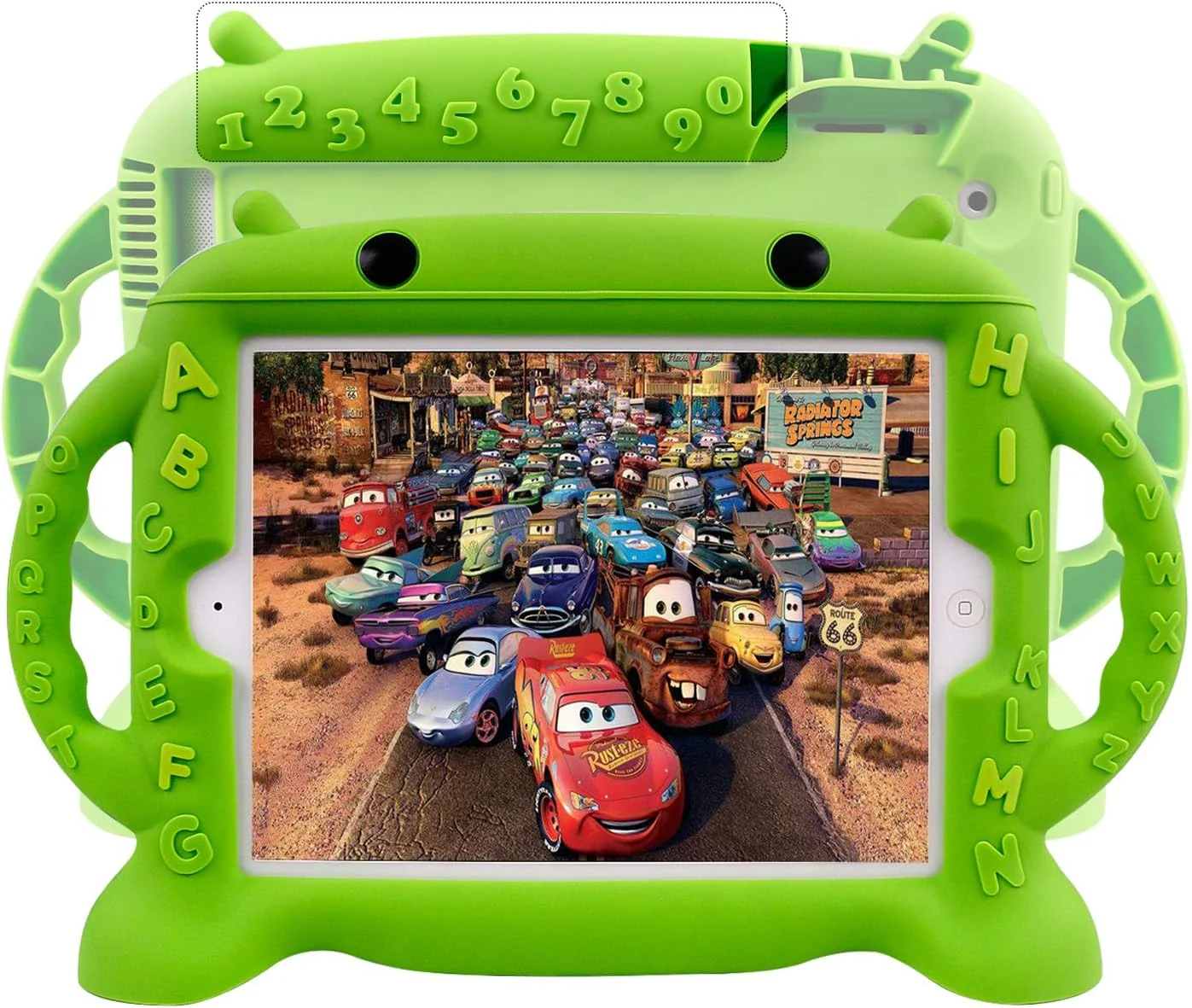 کاور آیپد 2 چین فای مخصوص کودکان، قاب سیلیکونی ضد ضربه با دسته و استند برای تبلت های نسل دوم، سوم و چهارم اپل آیپد - سبز مدل ZH-5411-C