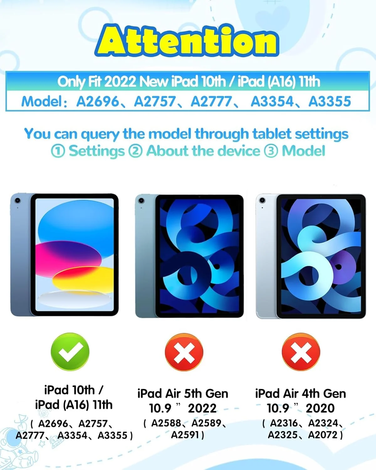 کاور فضانورد Wazzasoft برای آیپد A16 - کاور آیپد نسل 10 پسرانه طرح فضانورد بامزه کارتونی سه بعدی با پایه چرخشی و بند، سیلیکونی نرم مناسب برای اپل نسل 10/11 اینچ 10.9 اینچی