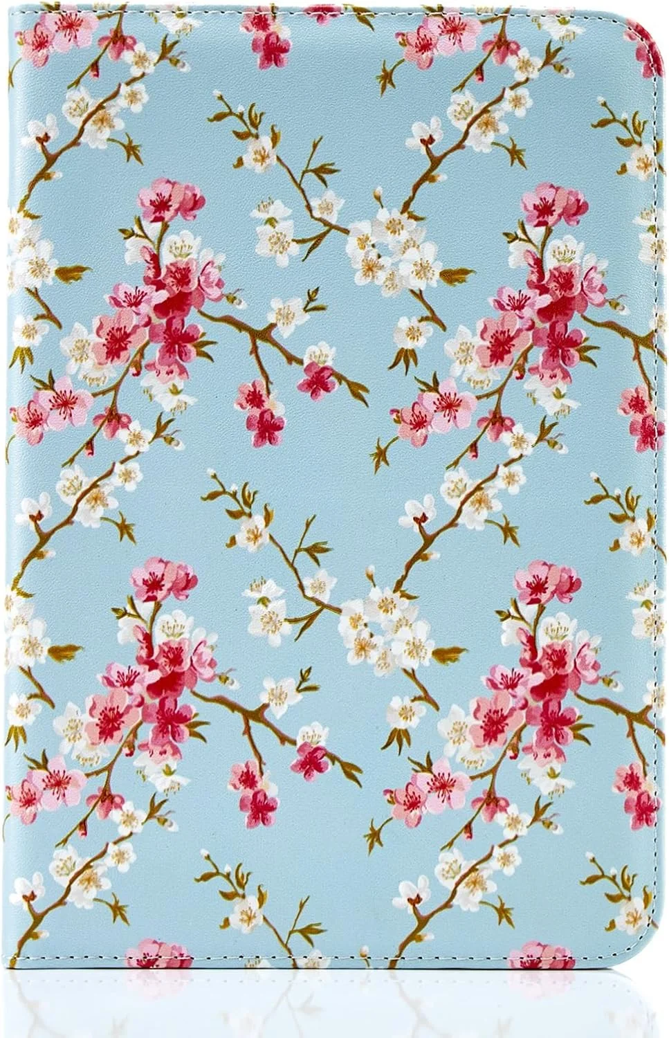 کاور کتابی چرمی طرح گلدار سری 32nd مناسب برای آیپد مینی 4 اپل (2015)، کاور تاشو با طرح گل و استند داخلی - آبی بهاری