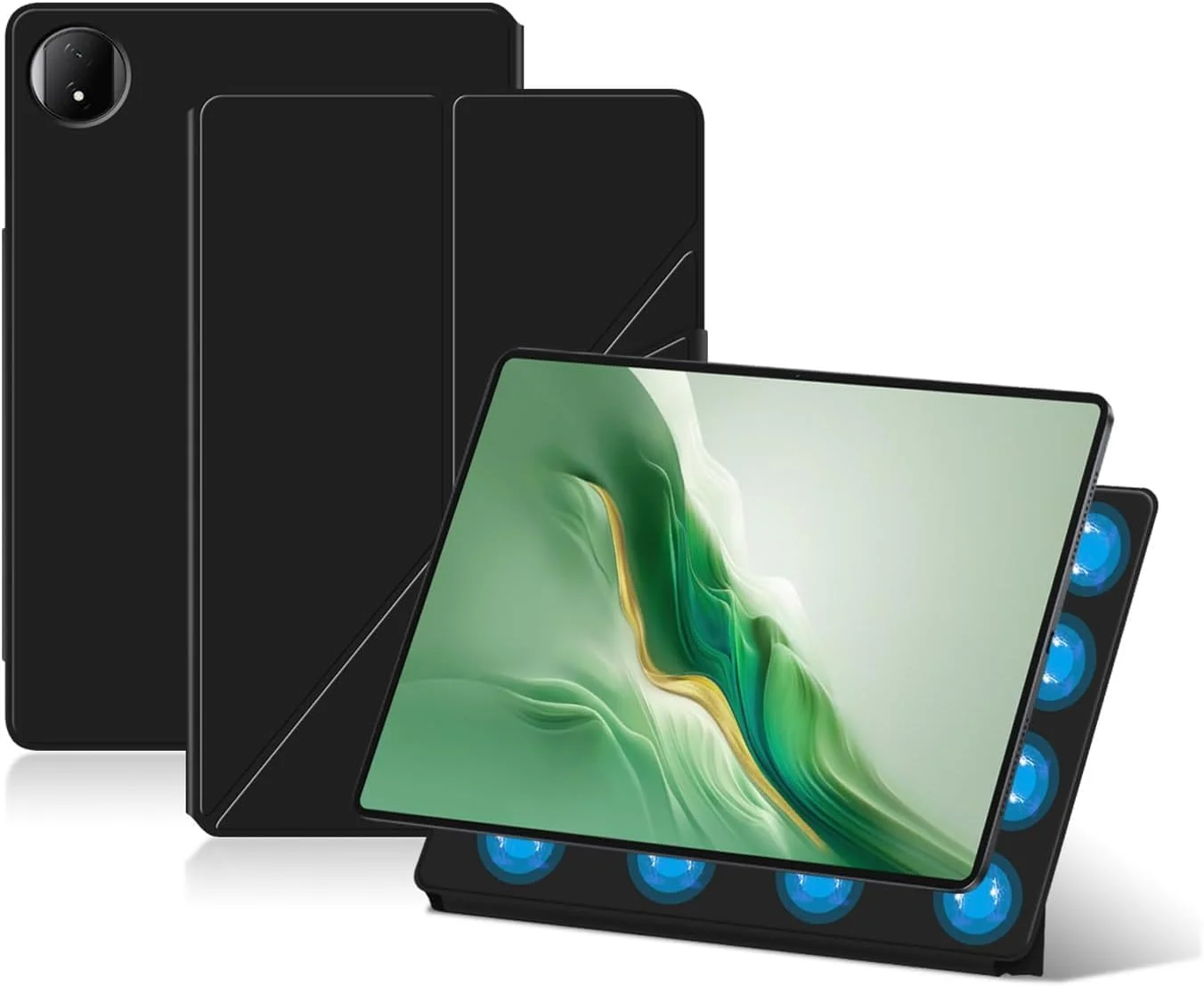 کاور تبلت Honor MagicPad 2، کاور تبلت 12.3 اینچی Azonee با پایه تاشو، کیف محافظ چرمی PU باریک برای تبلت Huawei Honor (مشکی)