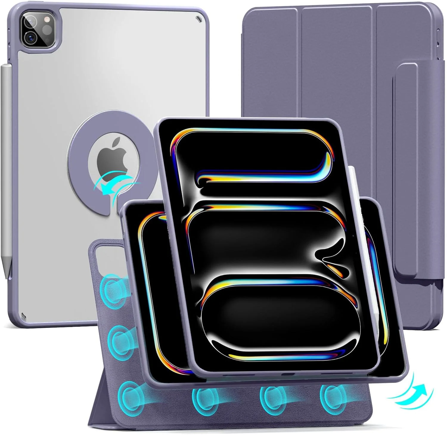 کاور ProElite برای Apple iPad Pro 11 اینچ M4 2024، کاور مغناطیسی جداشدنی هوشمند ضد ضربه برای Apple iPad Pro 11 اینچ M4 2024، اسطوخودوس
