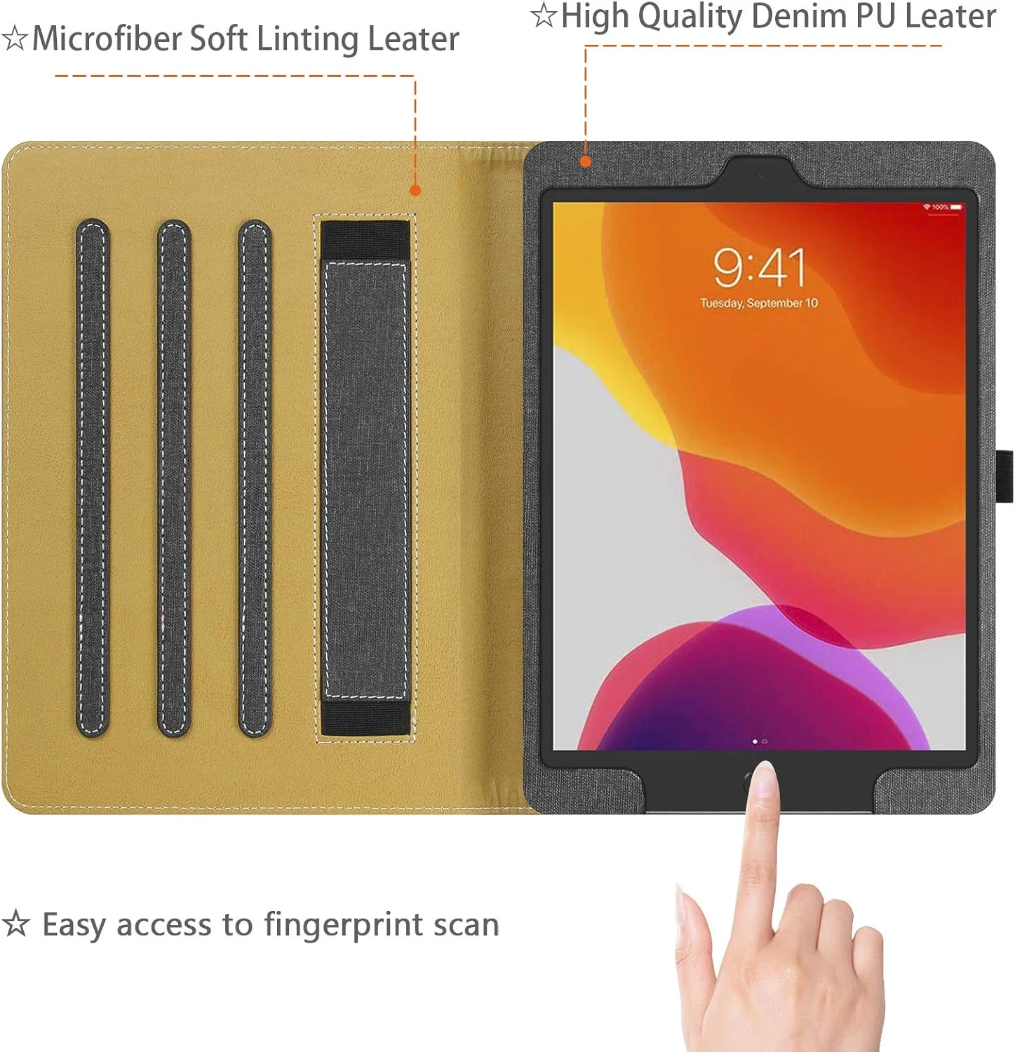 کیف ZAEXAE مناسب برای آیپد نسل ششم / نسل پنجم 2018/2017، کیف 9.7 اینچی، کاور آیپد ایر 2 / آیپد ایر با جای مداد اپل، جلد چرمی PU ممتاز، حالت استند و قابلیت بیدار/خواب خودکار، قهوه ای مشکی