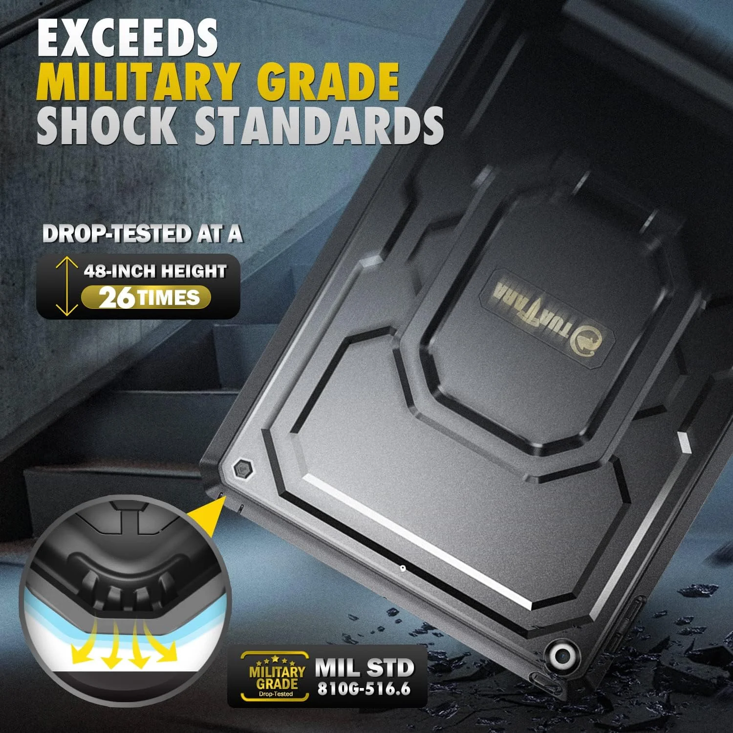 کیف محافظ Fintie مناسب برای آیپد نسل 9 / 8 / 7 (2021/2020/2019) 10.2 اینچی - [حلقه جادویی تواتارا] با قابلیت چرخش 360 درجه، استند و پوشش مقاوم در برابر ضربه به همراه محافظ صفحه نمایش، مشکی