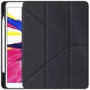 کاور چرمی تاشو تکیلتو مناسب برای آیپد ایر 2024 (13 اینچ) - آیپد 2024 (12.9 اینچ) با پشت سیلیکونی نرم، کاور تبلت چرمی سیلیکونی تغییر شکل دهنده (مشکی)