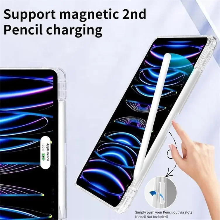 کاور چرمی تاشو تکیلتو مناسب برای آیپد ایر 2024 (13 اینچ) - آیپد 2024 (12.9 اینچ) با پشت سیلیکونی نرم، کاور تبلت چرمی سیلیکونی تغییر شکل دهنده (مشکی)