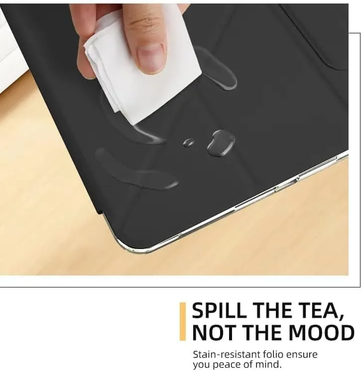 کاور چرمی تاشو تکیلتو مناسب برای آیپد ایر 2024 (13 اینچ) - آیپد 2024 (12.9 اینچ) با پشت سیلیکونی نرم، کاور تبلت چرمی سیلیکونی تغییر شکل دهنده (مشکی)