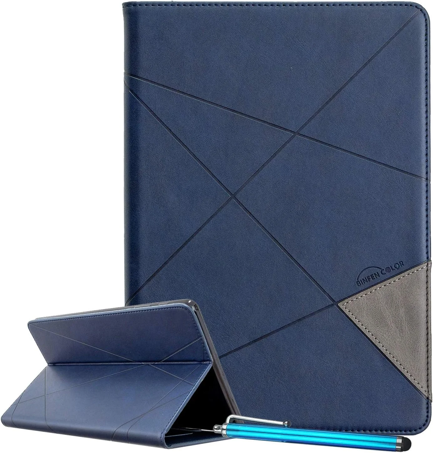 کیف هوشمند LEMORRY برای Apple iPad Pro 10.5 (2017) / A1709 / A1701، کیف چرمی ممتاز تبلت با قابلیت چرخش و دارای جای کارت، پایه نگهدارنده، آهنربای مخفی، [خواب و بیدار شدن خودکار] (آبی)