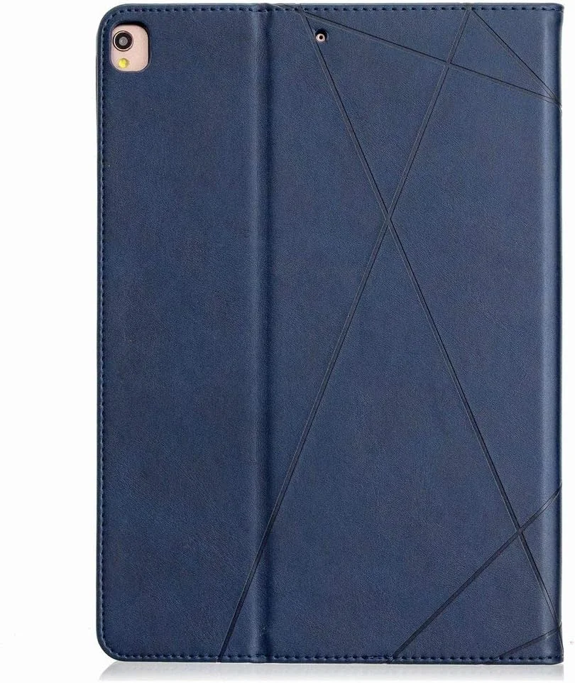 کیف هوشمند LEMORRY برای Apple iPad Pro 10.5 (2017) / A1709 / A1701، کیف چرمی ممتاز تبلت با قابلیت چرخش و دارای جای کارت، پایه نگهدارنده، آهنربای مخفی، [خواب و بیدار شدن خودکار] (آبی)