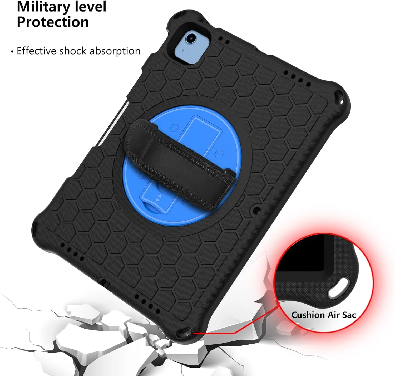 کیف تبلت کودکانه QIXUZENI سازگار با آیپد نسل 11 A16 2025 (11 اینچ)، کاور محافظ سبک و مقاوم در برابر ضربه با پایه دسته دار، طراحی زیبا و DIY، بند شانه (مشکی)