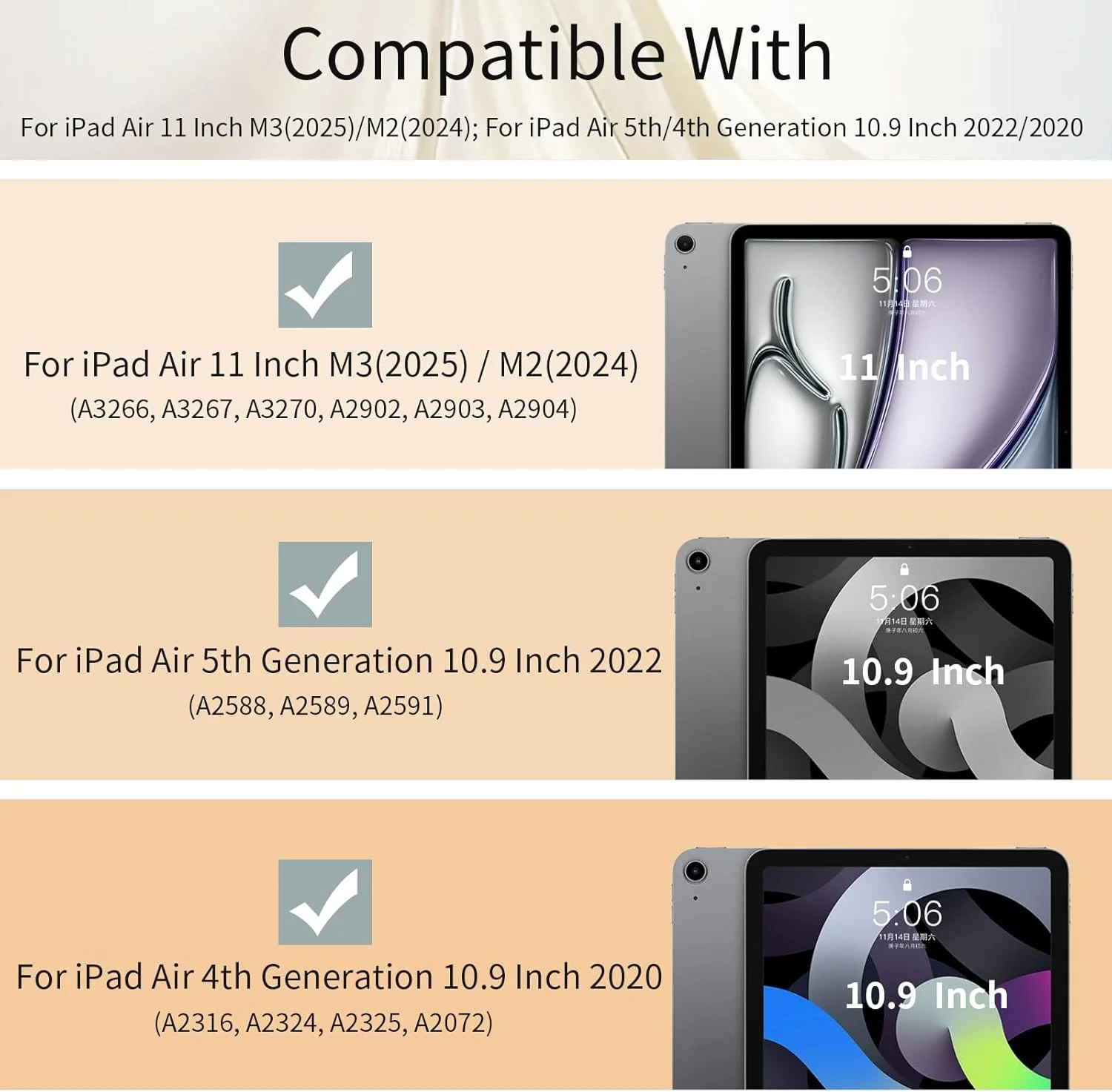 KVTVOU Case for iPad Air 11 Inch 2025/2024 (M3/M2 7th/6th Gen), iPad Air 5th / 4th Generation 2022/2020 10.9 Inch with Pencil Holder, Clear Back, Ultrathin Protective Case, Auto Sleep/Wake, Dark Green