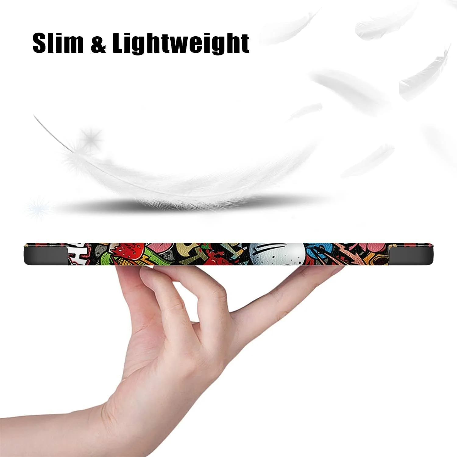 کاور پروElite برای آیپد 10.2 اینچی، کاور هوشمند تاشو برای آیپد 10.2 اینچی نسل 9/8/7 سال 2021، پشت نرم شفاف با نگهدارنده مداد، طرح Hippy