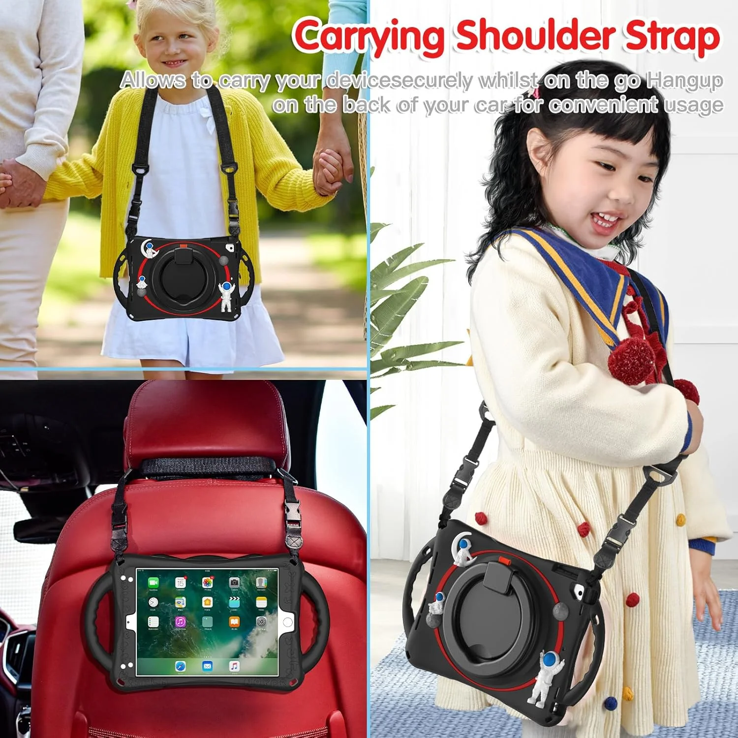 کیف محافظ ضد ضربه کودکانه COOLBABY مناسب برای آیپد نسل 9، نسل 8 و نسل 7 (10.2 اینچ) مدل 2021، 2020، 2019 به همراه پایه چرخان، جای قلم، بند، سبک و انعطاف پذیر، ضد ضربه برای دختران و پسران