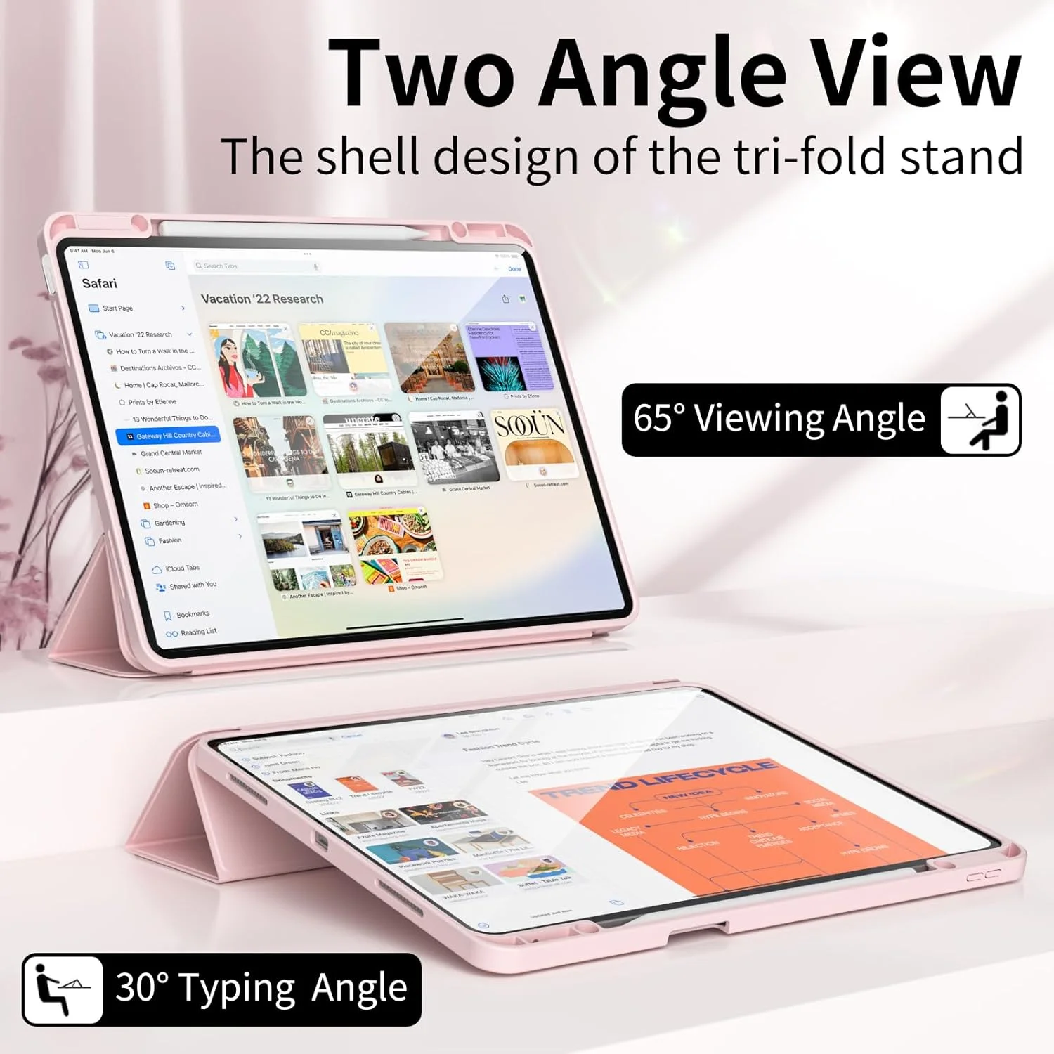 کیف تبلت کنکی آیپد ایر ۱۳ اینچ (M2) مدل ۲۰۲۴ با جای قلم (صورتی روشن)