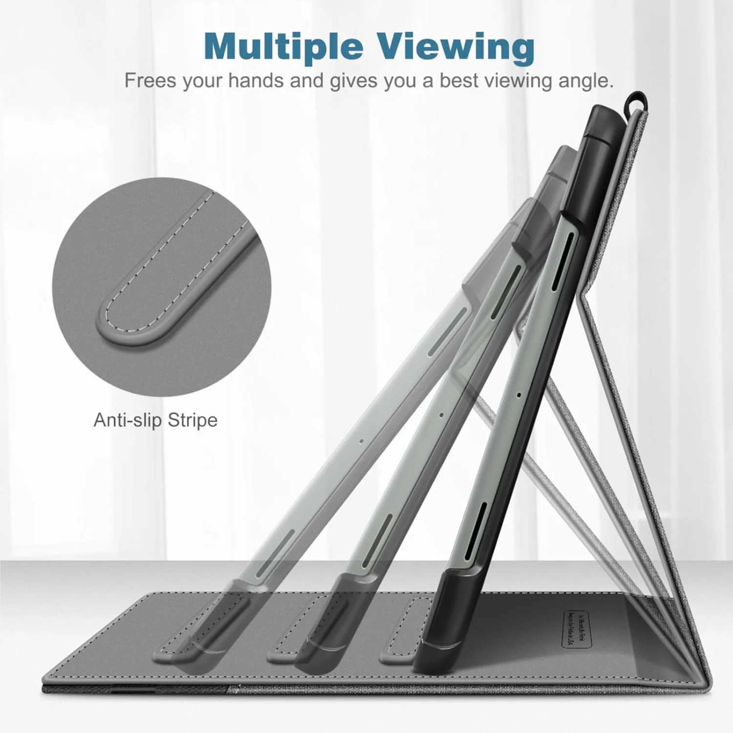 کیف محافظ FINTIE سازگار با تبلت 11 اینچی Google Pixel 2023 - کاور محافظ چند زاویه با جیب و نگهدارنده مداد، پشتیبانی از داک شارژ اسپیکر، خاکستری