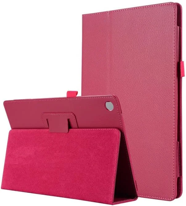 کیف محافظ تبلت Chstls مناسب برای لنوو تب P10/M10/M10 HD 10.1 اینچ، کاور محافظ باریک چرمی PU با قابلیت استند و خواب/بیدار شدن خودکار برای تبلت لنوو تب P10 TB-X705F/M10 HD TB-X505F/M10 TB-X605F 10.1 اینچ - رز قرمز