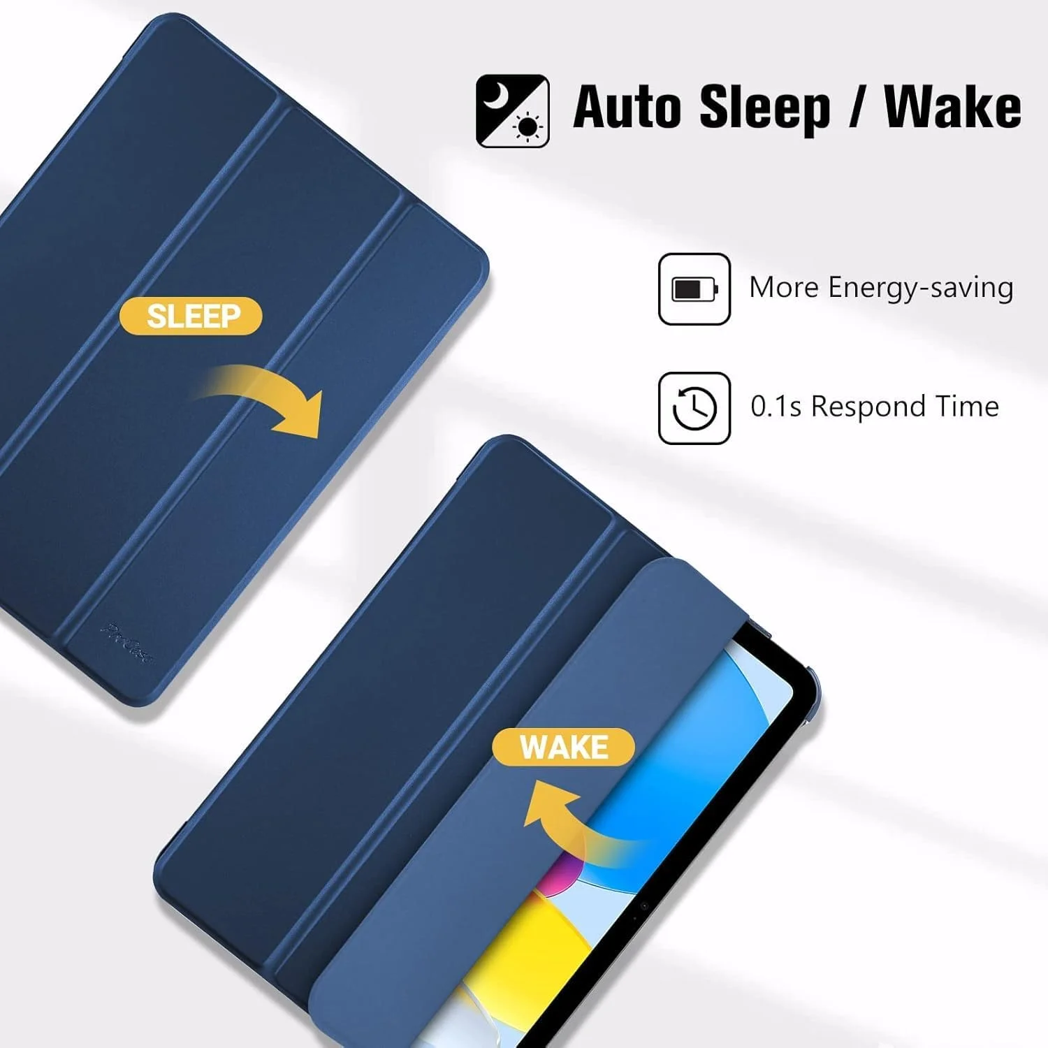 کیف تبلت آیپد نسل 10 مدل Next Plug® با صفحه نمایش 10.9 اینچی، کاور کودکانه با محافظ صفحه نمایش 2 لایه، استند تاشو، جای قلم و مداد برای آیپد نسل 10 با صفحه نمایش 10.9 اینچی، حالت خواب و بیدار خودکار 2022 - آبی تیره