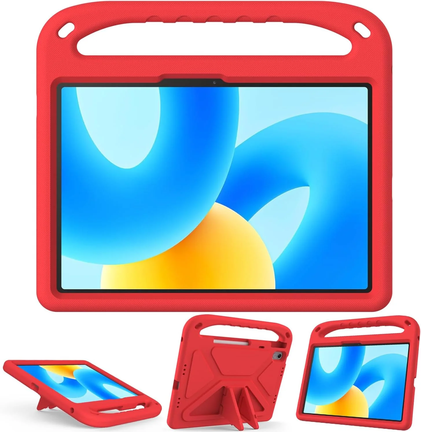 قاب تبلت EabHulie برای Huawei MatePad 11.5 S 2024، کاور سبک وزن EVA ضد ضربه با دسته و استند، قاب محافظ مناسب کودکان، قرمز