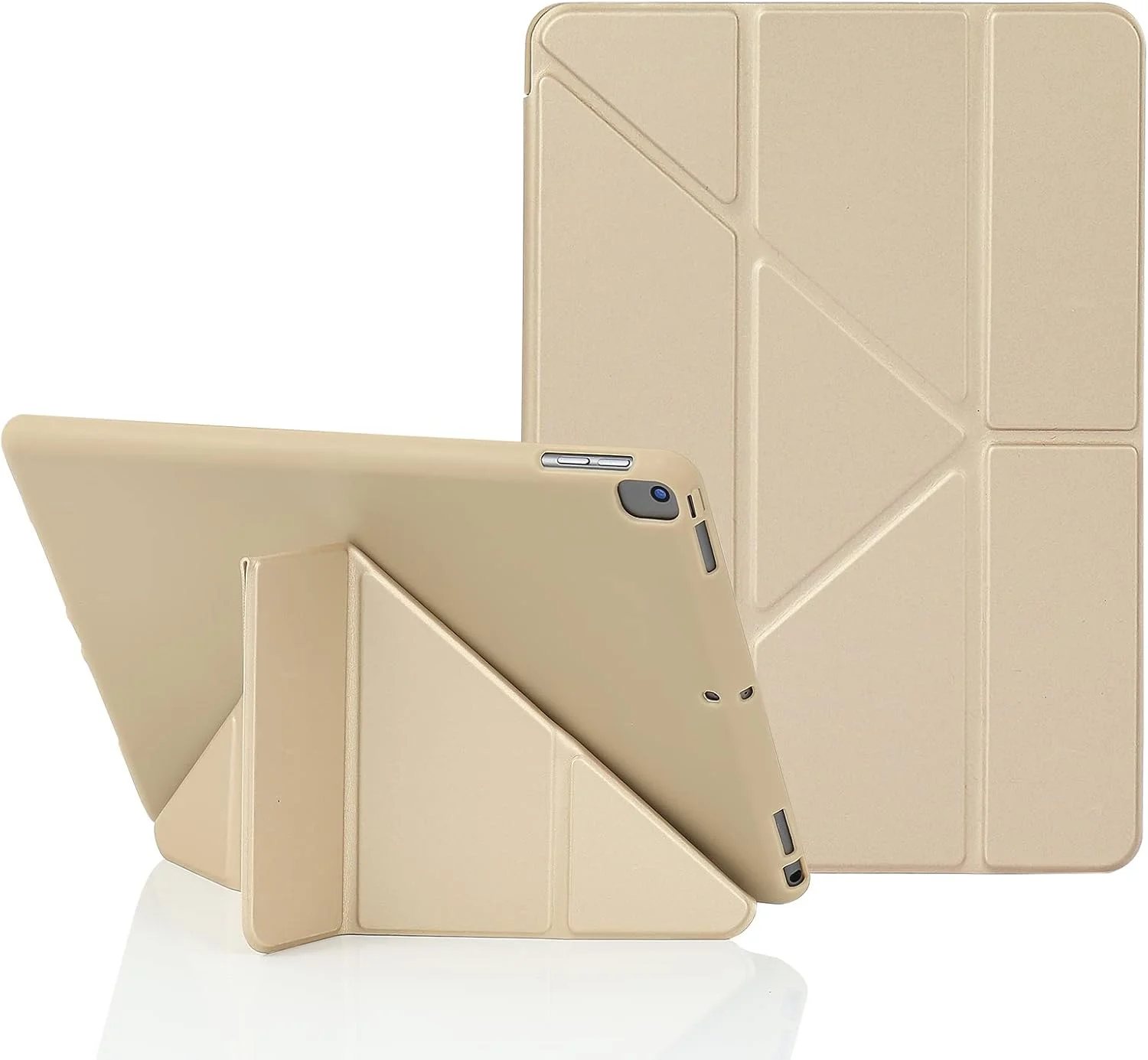 کاور آیپد 10.2 اینچی MuyDoux Origami، مناسب برای آیپد نسل نهم 2021 و آیپد نسل هشتم 2020 و آیپد نسل هفتم 2019، دارای 5 حالت مختلف ایستادن، با قابلیت خواب و بیدار شدن خودکار، روکش پشتی نرم، بژ