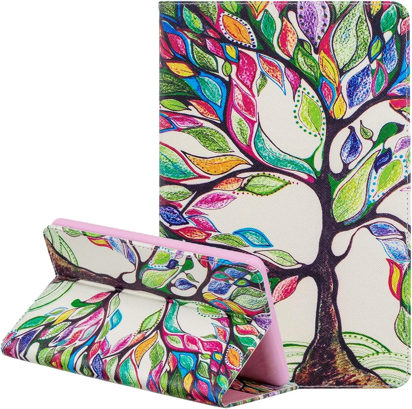 کیف چرمی LEMORRY برای Apple iPad Pro 12.9 (2018)، کیف پول تاشو، محافظ باریک، پایه مغناطیسی، کاور TPU نرم برای تبلت iPad Pro 12.9 (2018)، طرح درخت رنگی
