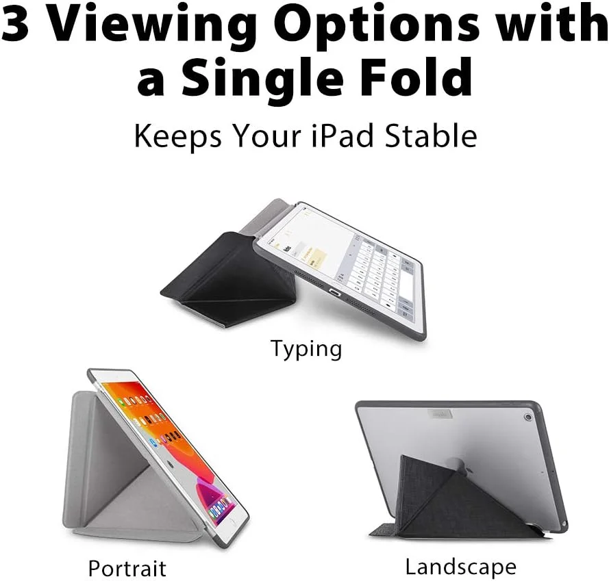 Moshi VersaCover Origami Folding Case & Stand for iPad 10.2 (20202019) (Metro Black)