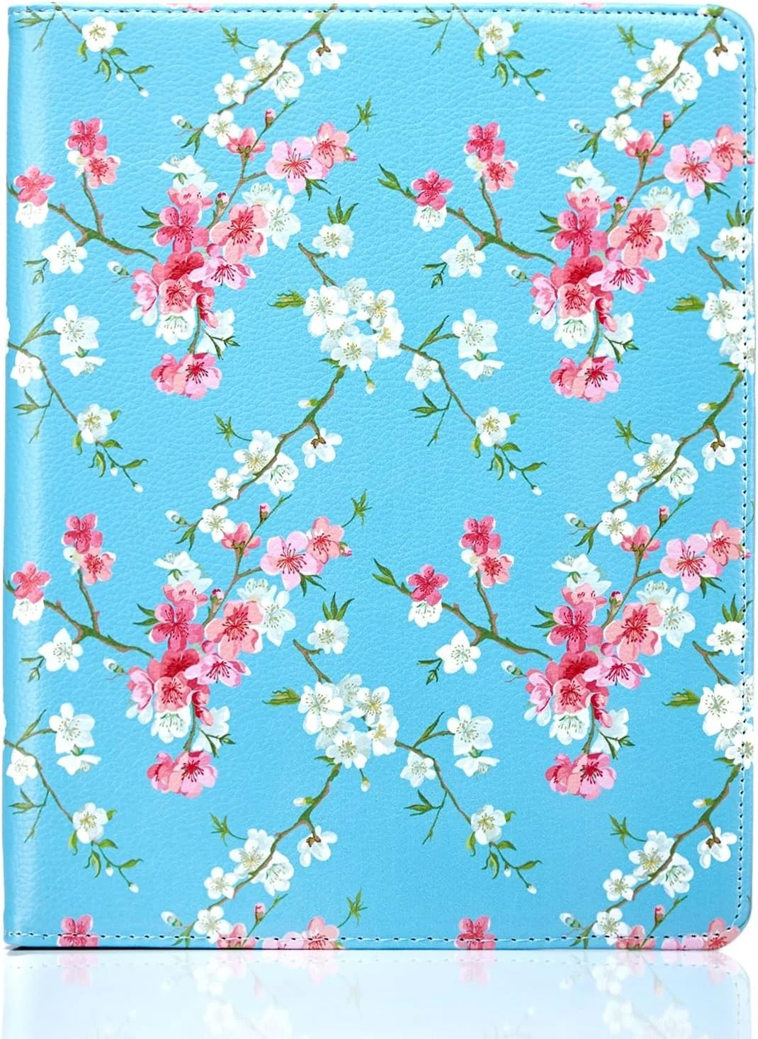 کاور تبلت چرمی طرح گلدار سری 32nd مدل Book Folio مناسب برای Apple iPad 2, 3 & 4، قاب تاشو با طرح گل و استند داخلی - آبی بهاری