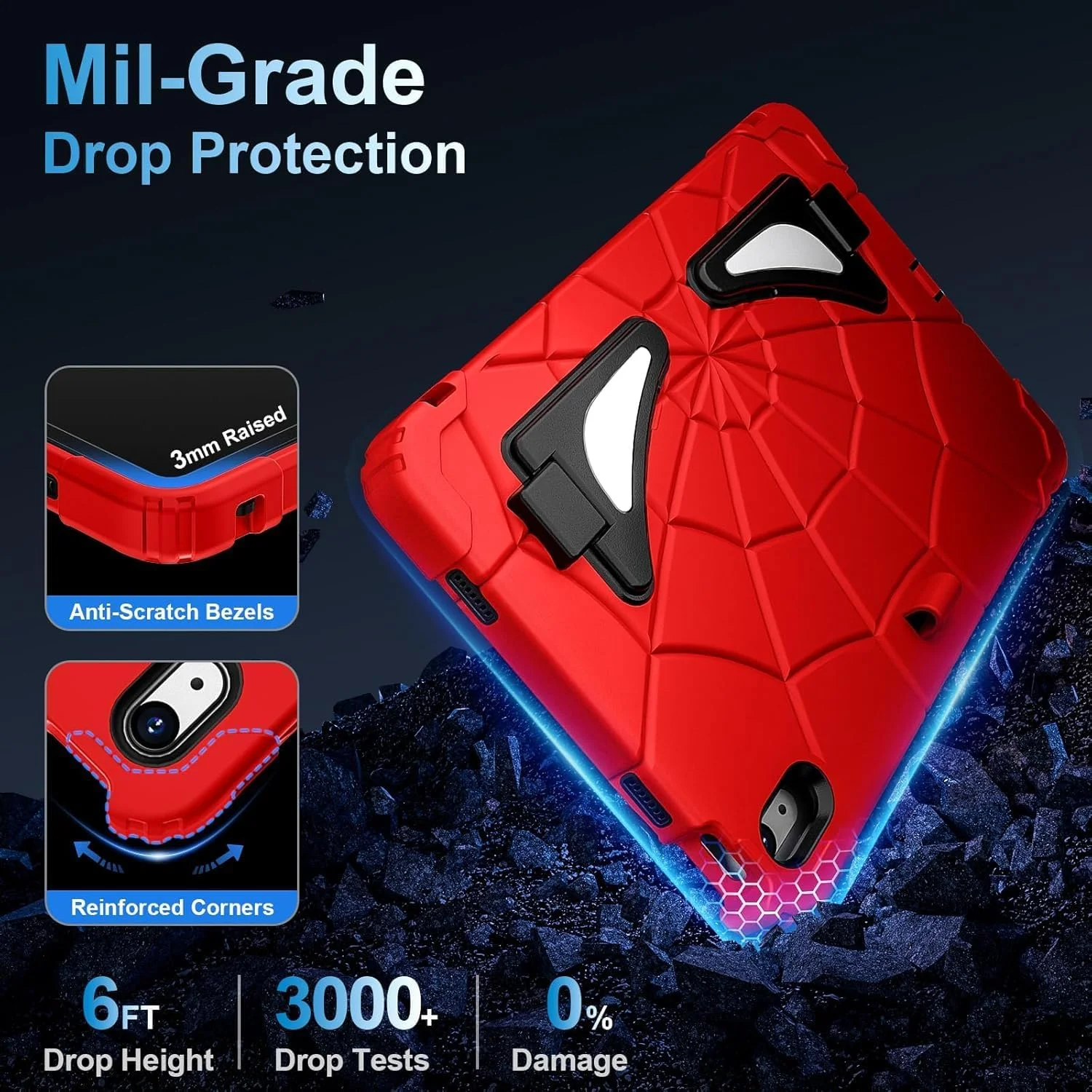 کاور مناسب برای آیپد (A16) نسل 11 اینچ و آیپد نسل 10 اینچ 10.9 اینچ کودکانه با پایه و بند شانه، کاور ضد ضربه برای آیپد نسل 11/10 تولید 2025/2022 (قرمز مشکی)