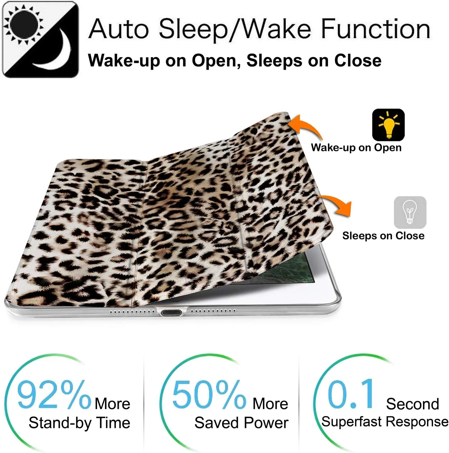کاور محافظ آیپد مینی 5 اینچی 7.9 اینچی 2019 مدل [Mini 5 Gen] A2133 A2124 A2126 A2125 MUQY2LL/A MUQW2LL/A MUQX2LL/A MUU62LL/A، باریک، سبک وزن، جلد پشتی شفاف چاپ شده از جنس PC - طرح جگوار