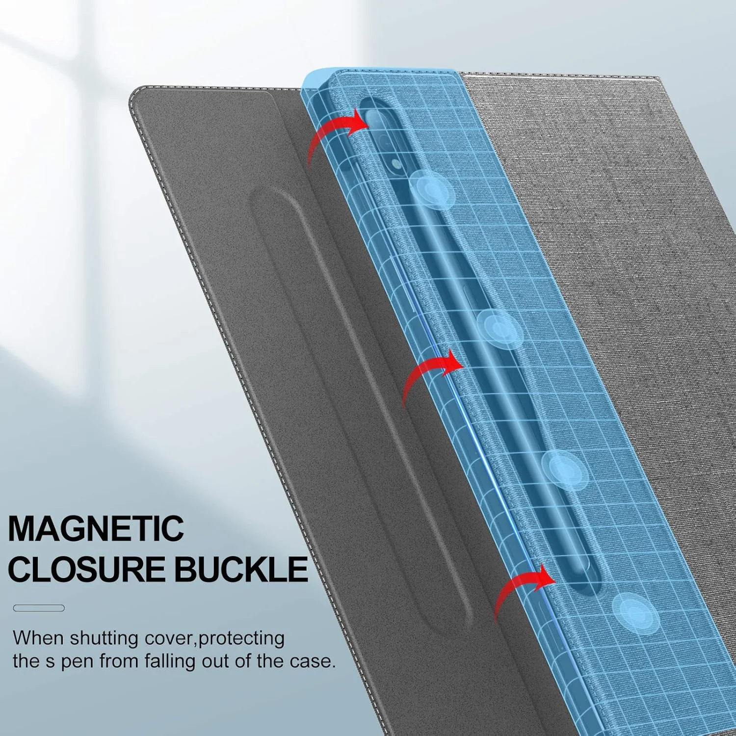 کیف تبلت اینفیلند گلکسی تب S8/ تب S7، کاور چند زاویه ای سازگار با تبلت سامسونگ گلکسی تب S8/ تب S7 11 اینچی مدل SM-X700/ X706/ T870/ T875/ T876 [حالت بیدار/خواب خودکار]، خاکستری