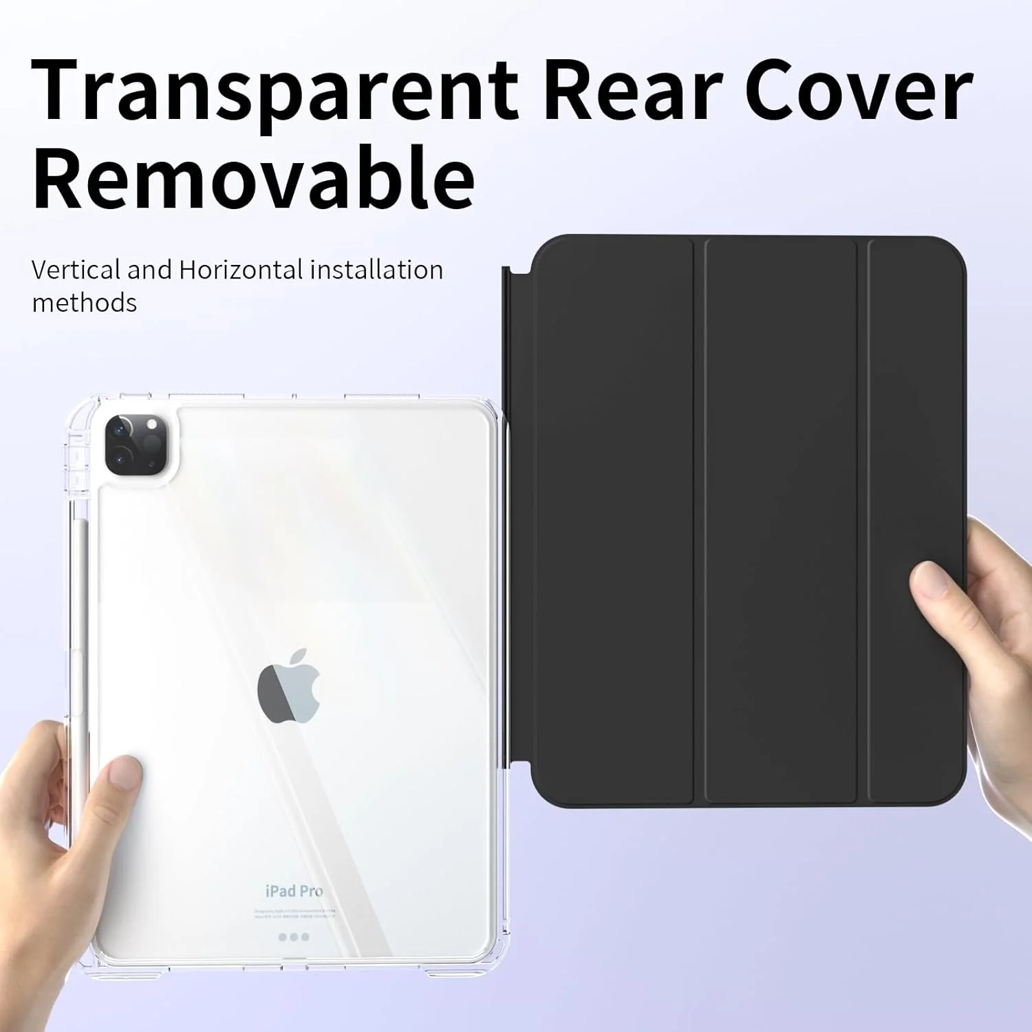 کاور ProElite برای Apple iPad Pro 13 اینچ M4 2024، کاور هوشمند کشویی جداشدنی برای Apple iPad Pro 13 اینچ M4 2024 به همراه جای مدادی، مشکی