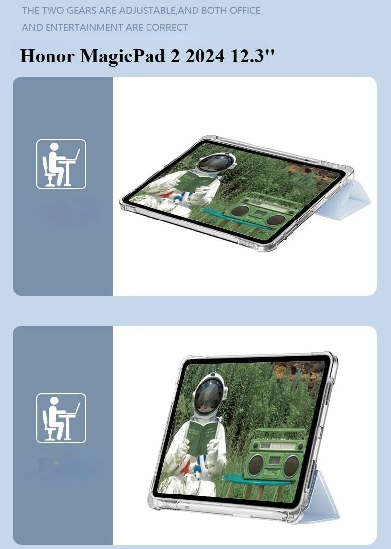 کاور سه لایه تاشو شفاف سری Unid تبلت آنر مجیک پد 2 (12.3 اینچ) 2024 به همراه جای قلم و قابلیت خواب و بیدار شدن خودکار (یاسی)