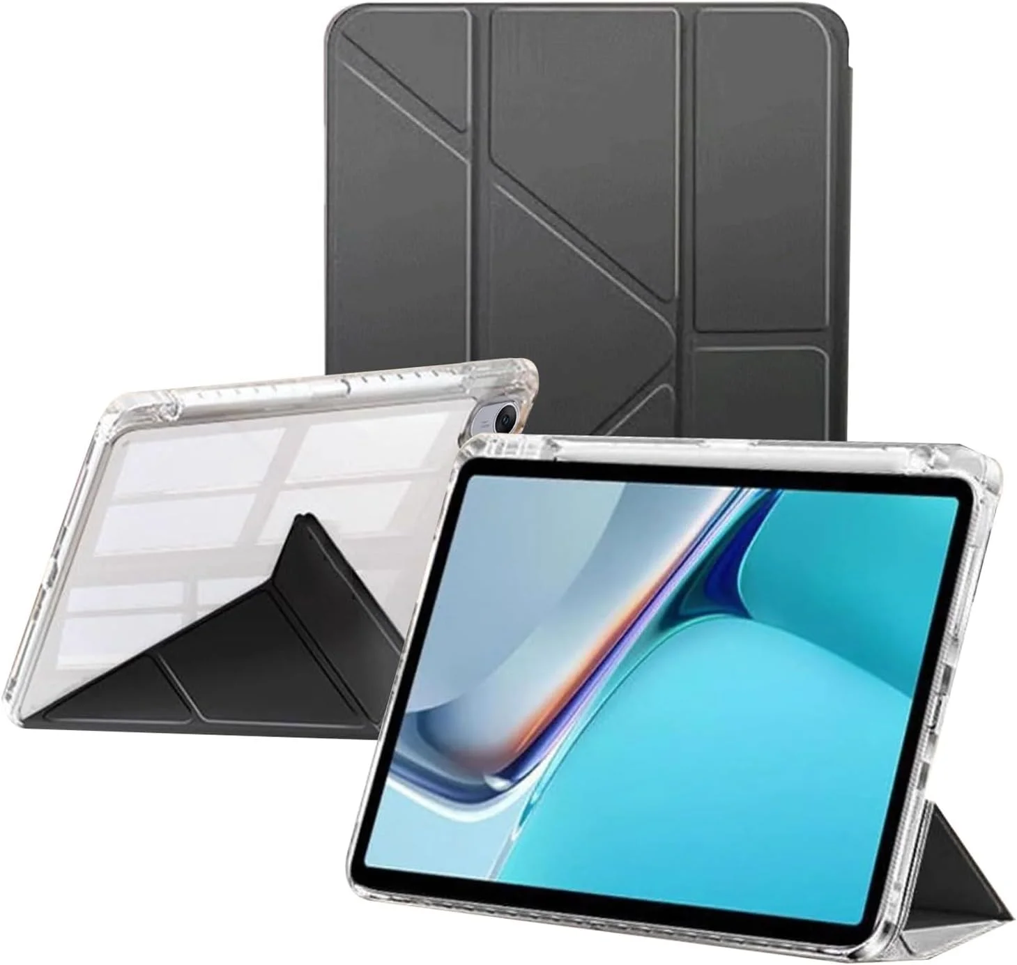 کیف تاشو Y شکل Tujibeay سازگار با هوآوی Matepad 11.5 2025، چرم PU ممتاز، ضد کثیفی و ضد ضربه، کیف باریک تاشو با عملکرد بیدارباش هوشمند (مشکی)