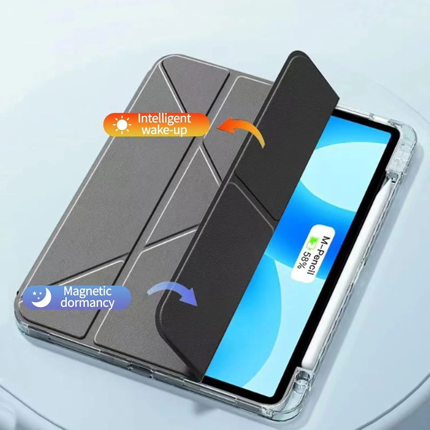 کیف تاشو Y شکل Tujibeay سازگار با هوآوی Matepad 11.5 2025، چرم PU ممتاز، ضد کثیفی و ضد ضربه، کیف باریک تاشو با عملکرد بیدارباش هوشمند (مشکی)