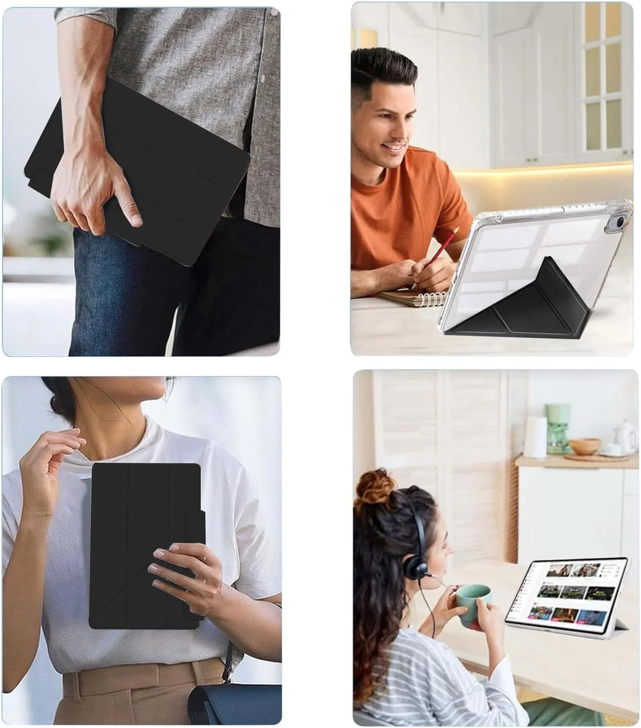 کیف تاشو Y شکل Tujibeay سازگار با هوآوی Matepad 11.5 2025، چرم PU ممتاز، ضد کثیفی و ضد ضربه، کیف باریک تاشو با عملکرد بیدارباش هوشمند (مشکی)