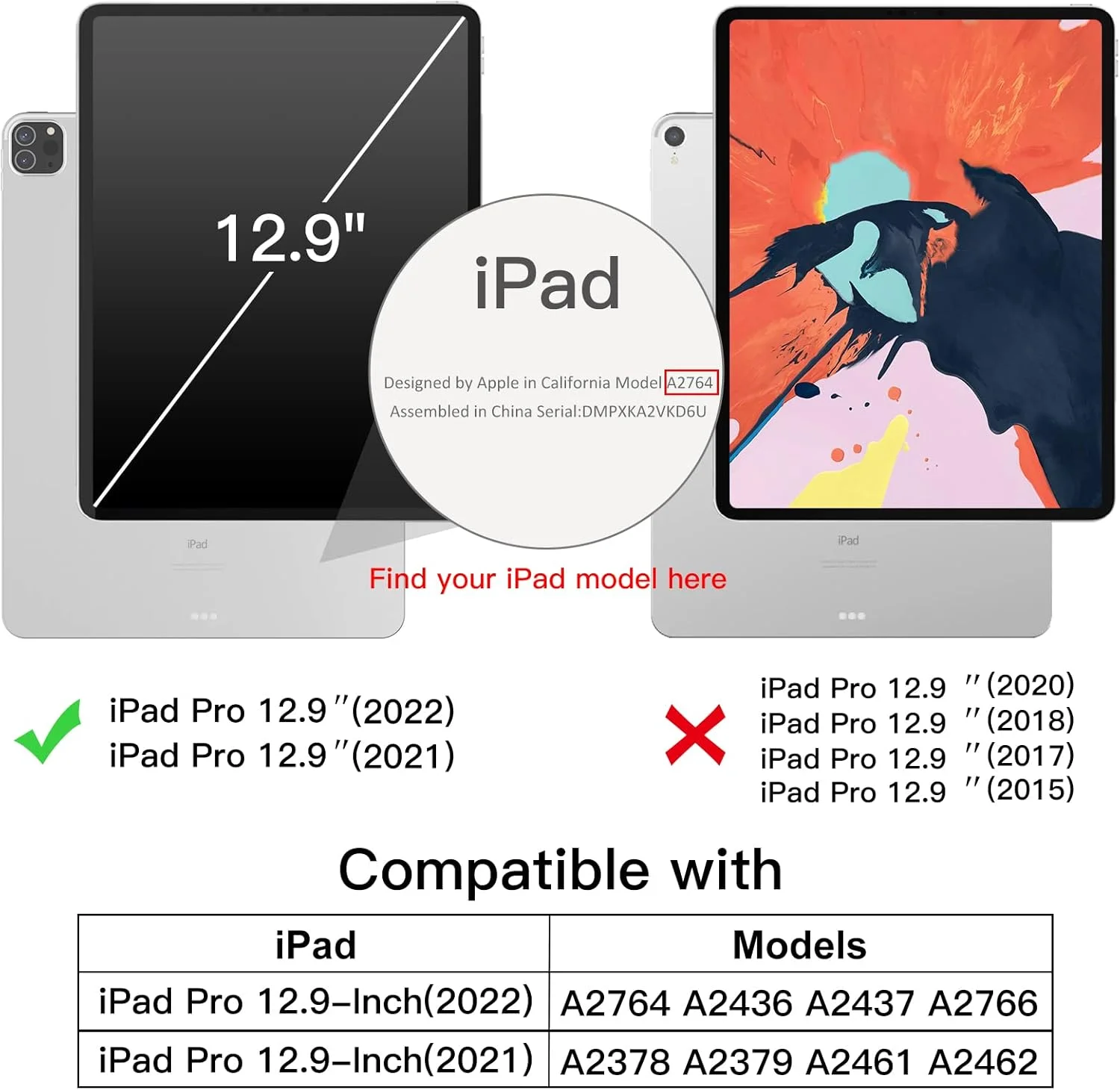کاور JETech برای آیپد پرو 12.9 اینچی (نسل 6/5، مدل 2022/2021)، کاور هوشمند باریک با پشت سخت و قابلیت بیدار شدن/به خواب رفتن خودکار (مشکی)