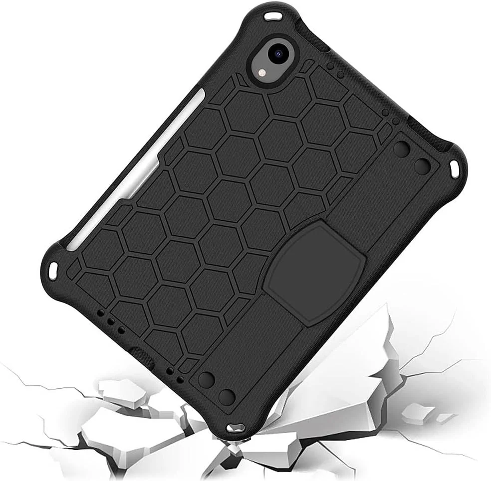 کاور تبلت سری Shock کیس ساهارا برای آیپد مینی 8.3 اینچی اپل (نسل ششم 2021) [ضد ضربه] محافظت سنگین و بادوام ضد لغزش پایه نگهدارنده یکپارچه بند دستی - مشکی