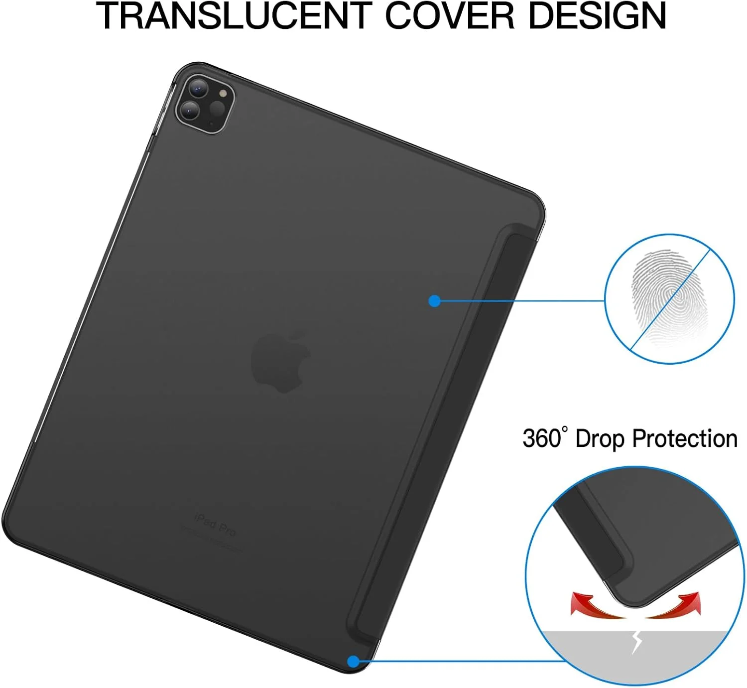 کاور JETech برای آیپد پرو 12.9 اینچی (نسل 6/5، مدل 2022/2021)، کاور هوشمند باریک با پشت سخت و قابلیت بیدار شدن/به خواب رفتن خودکار (مشکی)