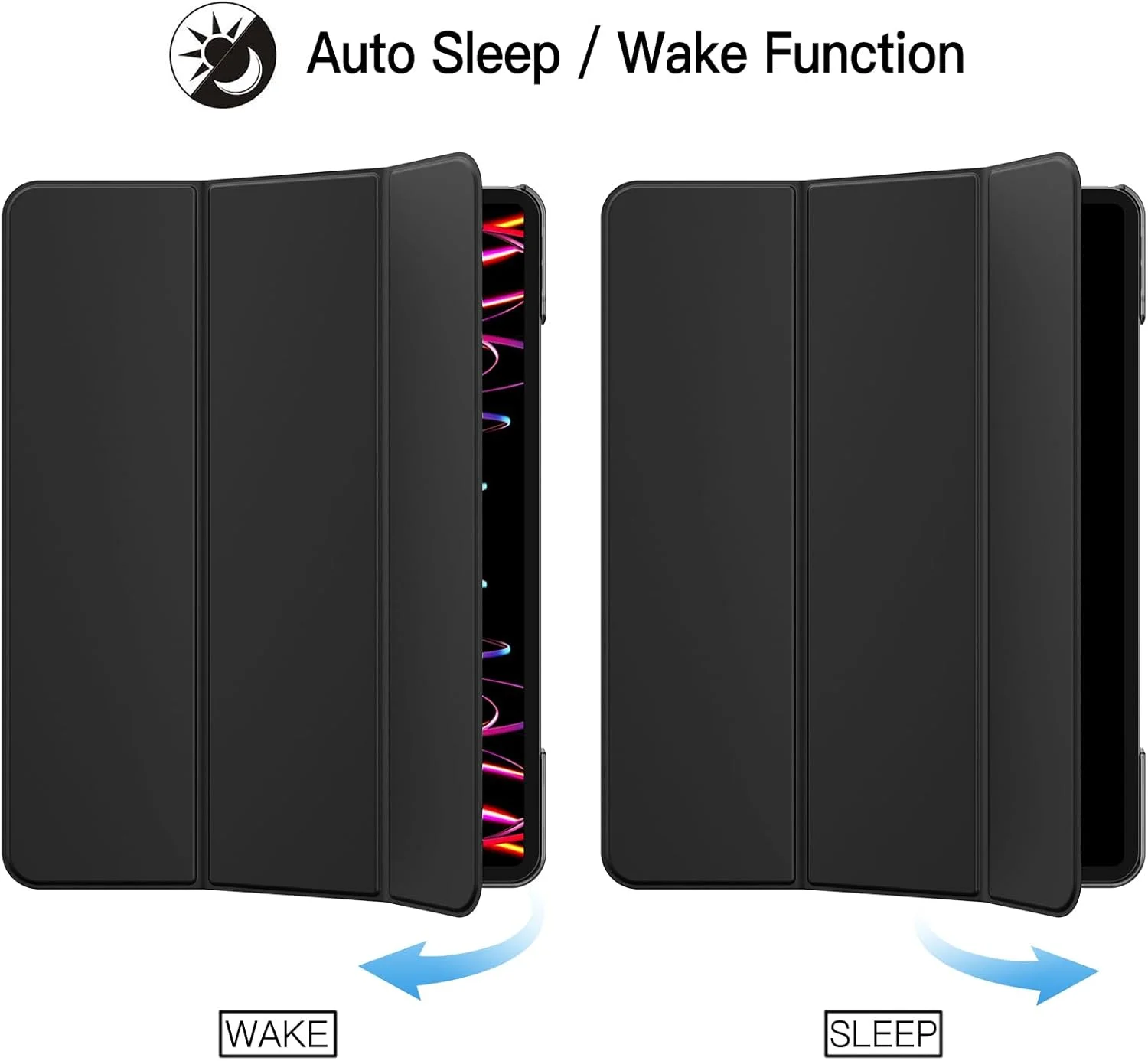 کاور JETech برای آیپد پرو 12.9 اینچی (نسل 6/5، مدل 2022/2021)، کاور هوشمند باریک با پشت سخت و قابلیت بیدار شدن/به خواب رفتن خودکار (مشکی)