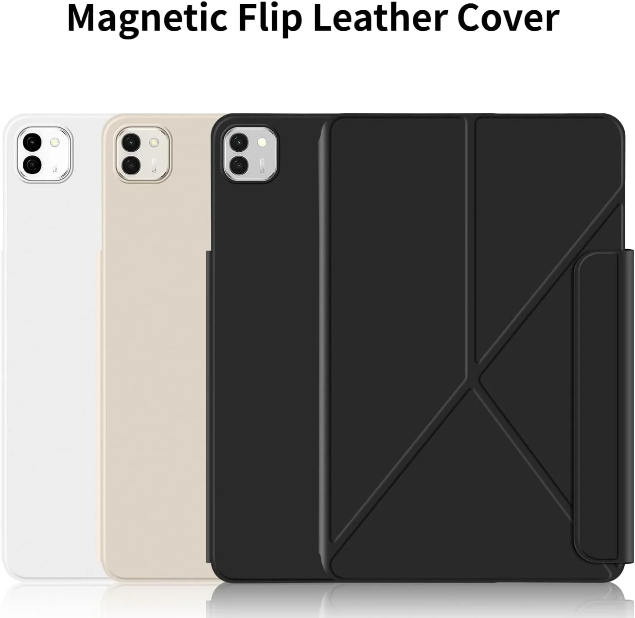 کیف تبلت Gruattreay سازگار با Honor MagicPad 3 13.3 اینچ (2025)، کیف چرمی فوق العاده نازک Y-Fold با اتصال مغناطیسی، روکش چند زاویه ای با قابلیت بیدار شدن/خواب خودکار (سفید)