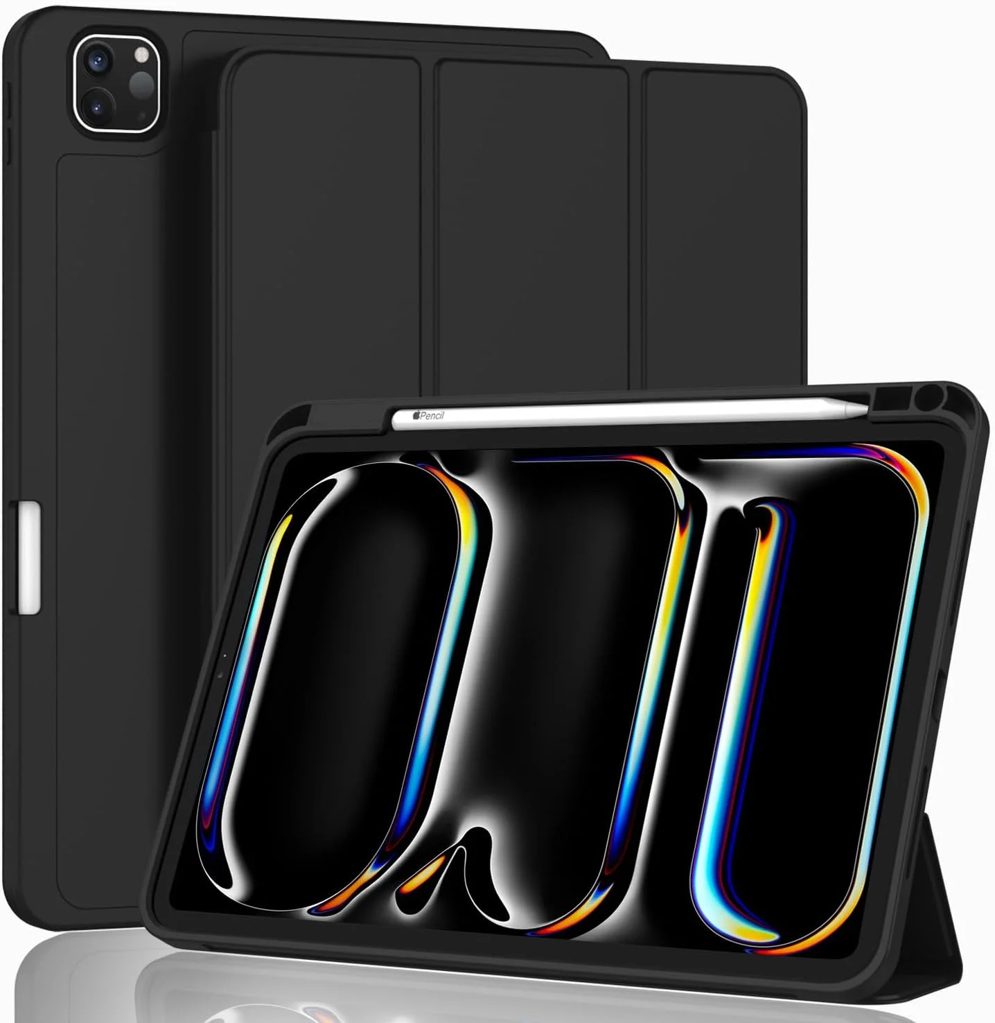 کاور آیپد پرو ۱۳ اینچ M4 مدل AWH ZryXal (مدل ۲۰۲۴، نسل هفتم) به همراه جای قلم، کاور هوشمند آیپد [پشتیبانی از قلم پرو و قلم (USB-C)]، پشتیبانی از Touch ID و قابلیت بیدار/خواب خودکار (مشکی)