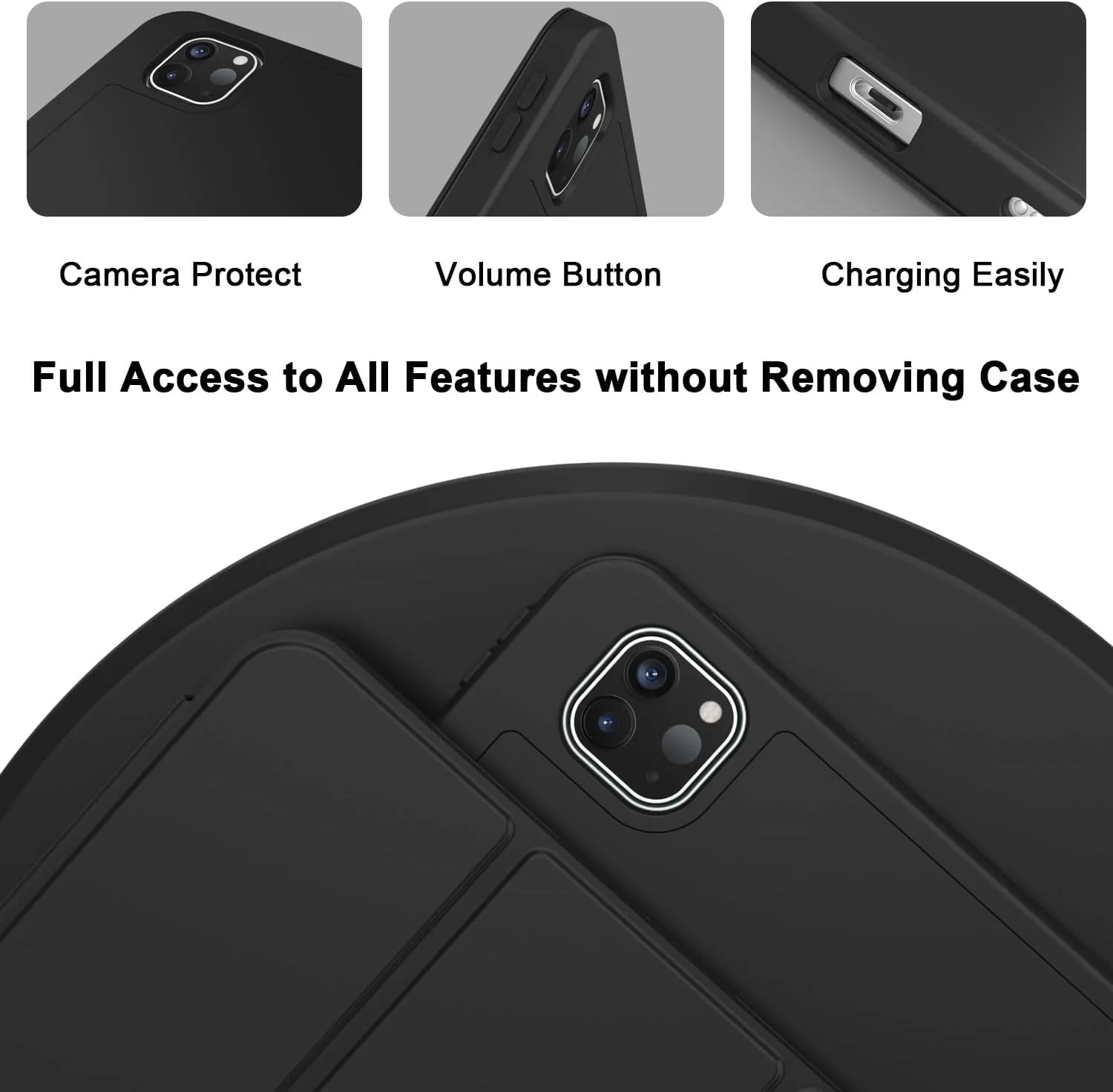 کاور آیپد پرو ۱۳ اینچ M4 مدل AWH ZryXal (مدل ۲۰۲۴، نسل هفتم) به همراه جای قلم، کاور هوشمند آیپد [پشتیبانی از قلم پرو و قلم (USB-C)]، پشتیبانی از Touch ID و قابلیت بیدار/خواب خودکار (مشکی)