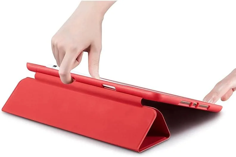 کاور محافظ آیپد 10.2 اینچی تئودور مناسب آیپد نسل نهم 2021 / آیپد نسل هشتم 2020 / آیپد نسل هفتم 2019، کاور هوشمند باریک با استند و جای قلم - قرمز