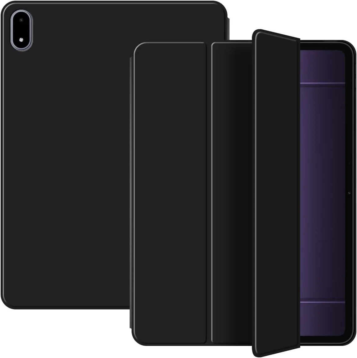 کاور محافظ QJONSIU سازگار با OnePlus Pad 3 / OnePlus Pad 2 Pro، کاور محافظ TPU ضد خش [عملکرد استند]، کیف استند هوشمند فوق العاده نازک - مشکی