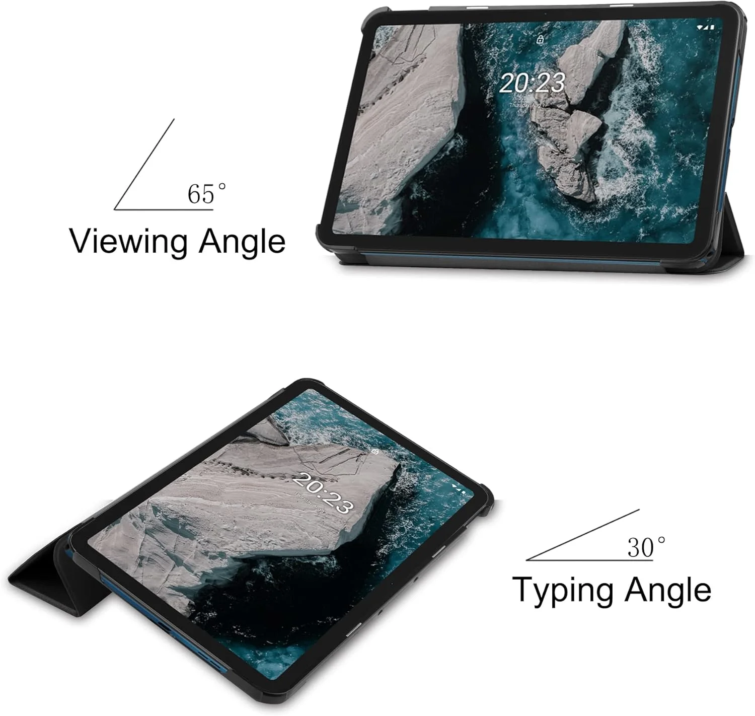 کیف تبلت Wuzixi برای تبلت نوکیا T20، کیف تبلت چرمی ممتاز، فوق العاده نازک و سبک، روکش کیف برای تبلت نوکیا T20. مشکی